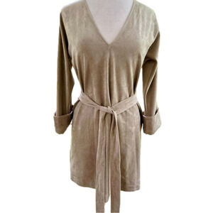 BCBGMaxAzria Faux Suede Mini Dress Women’s Sz XS Pumice Beige 3/4 Cuffed